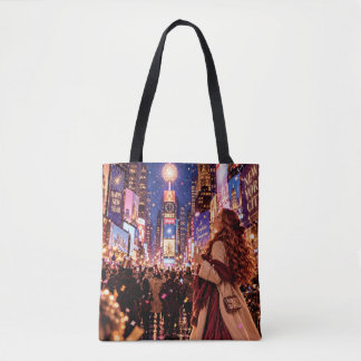 The Little Travel Girl New York New Year Shoulder Tote Bag