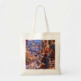 The Little Travel Girl Reykjavik Christmas Canvas  Tote Bag
