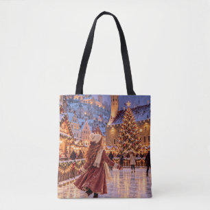 The Little Travel Girl Tallinn Christmas Shoulder Tote Bag