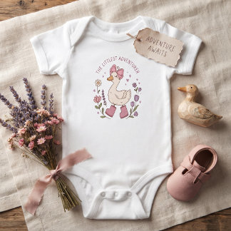 The Littlest Adventurer Cute Duck Baby Bodysuit