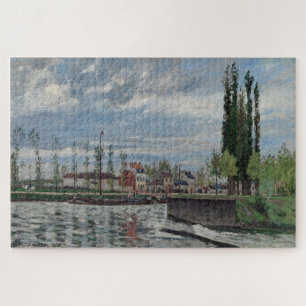 The Lock at Pontoise (1872) by Camille Pissarro Jigsaw Puzzle