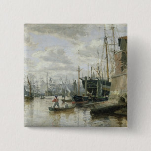 The Log Cabin at Hamburg Harbour, 1848 15 Cm Square Badge