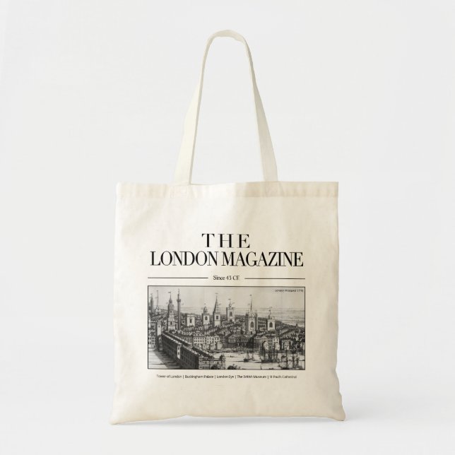The London Magazine Bag, Historic City London Tote Bag (Front)