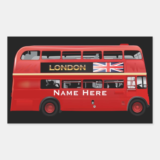 The London Red Bus Rectangular Sticker (Front)