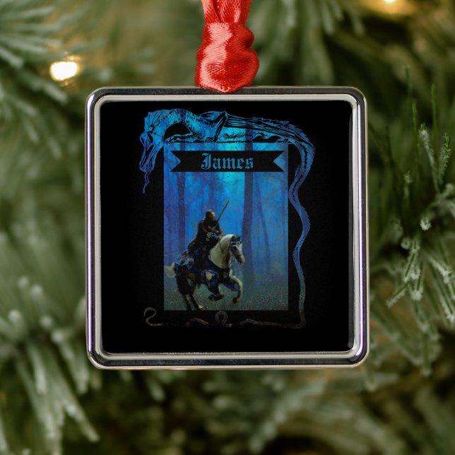 The Lone Knight: A Journey Through the Mist Metal Ornament (Tree)