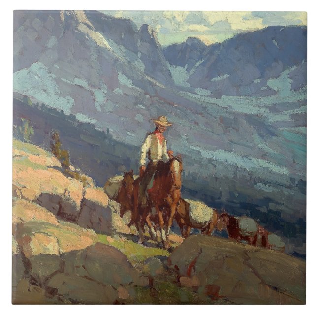 “The Lone Packer” Western Art by Edgar Payne Ceramic Tile (Front)
