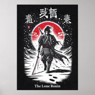 The Lone Ronin, Samurai, Japanese Anime Tattoo Art Poster