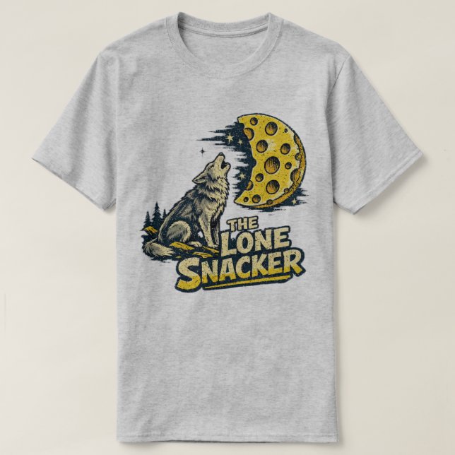 The Lone Snacker Funny Howling Fox Moon Graphic T-Shirt (Design Front)