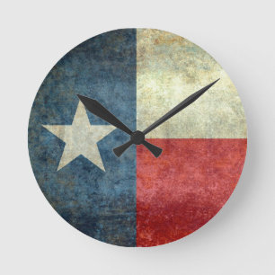 The "Lone Star Flag" of Texas Round Clock