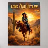 The Lone Star Outlaw - Western Cowgirl Desert Post
