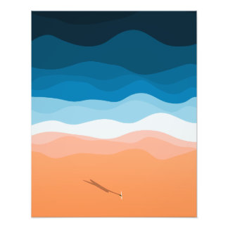 The Lone Surfer | Aerial Illustration Photo Print