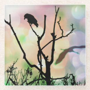 The Lonely Crow Glass Coaster