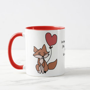 The Lonely Fox and the Heart Balloon Love Mug