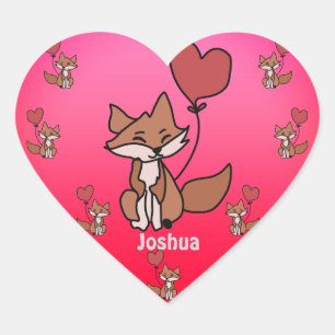 The Lonely Fox and the Heart Balloon Love Sticker