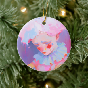 The Lonely Pink Clown Ceramic Ornament