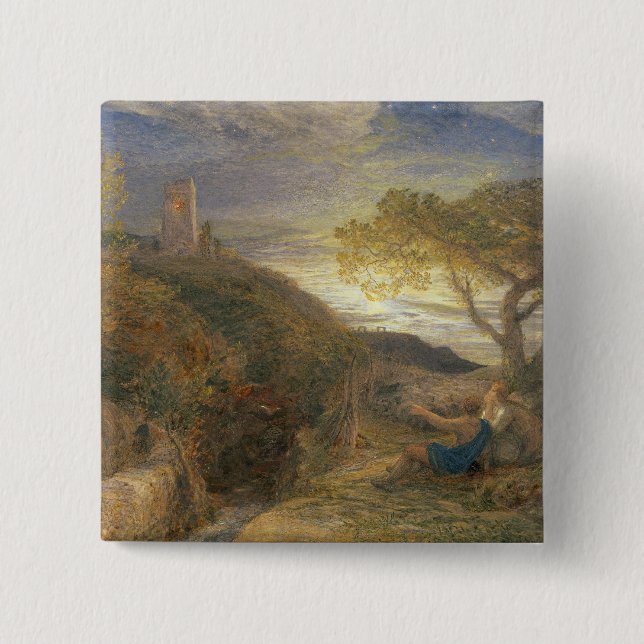 The Lonely Tower, 1868 (w/c & bodycolour and gum a 15 Cm Square Badge (Front)