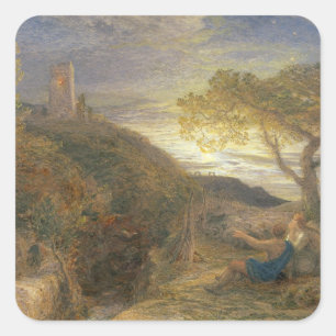 The Lonely Tower, 1868 (w/c & bodycolour and gum a Square Sticker