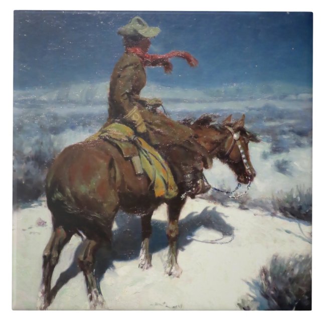 “The Lonely Vigil” by W Herbert Dunton Ceramic Tile (Front)