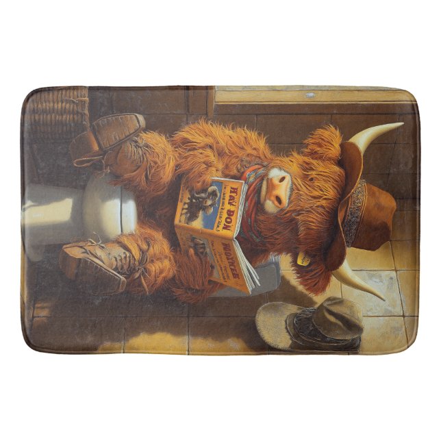 The Lonesome Reader | A Cowboy's Contemplation Bath Mat (Front)