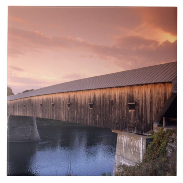 The longest covered bridge in the United States Ceramic Tile (Front)