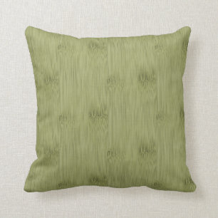 The Look of Bamboo in Olive Moss Green Wood Grain Cushion