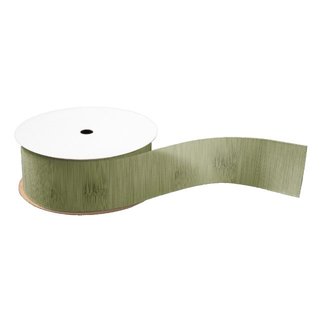 The Look of Bamboo in Olive Moss Green Wood Grain Grosgrain Ribbon (Spool)