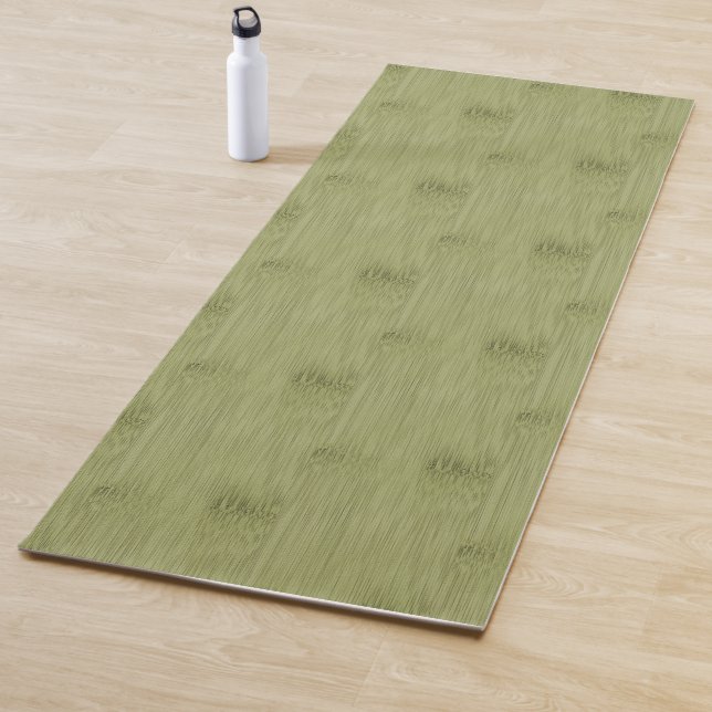 The Look of Bamboo in Olive Moss Green Wood Grain Yoga Mat (In Situ)