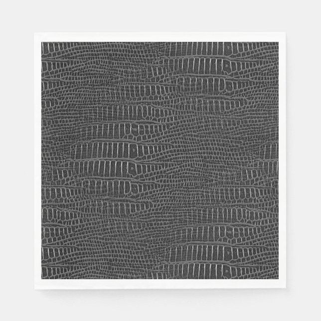 The Look of Black Realistic Alligator Skin Napkin (Front)
