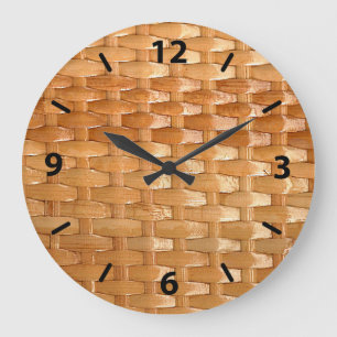 The Look of Lacquer Wicker Basketweave Texture Large Clock