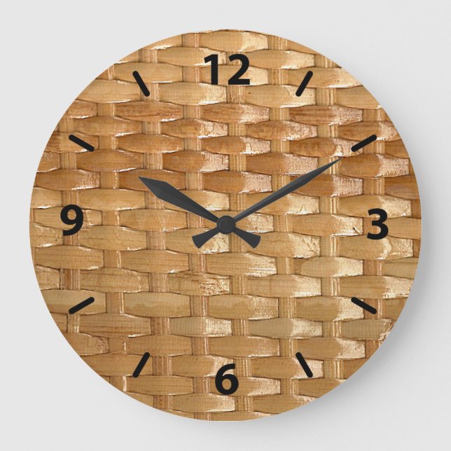 The Look of Lacquer Wicker Basketweave Texture Large Clock (Front)
