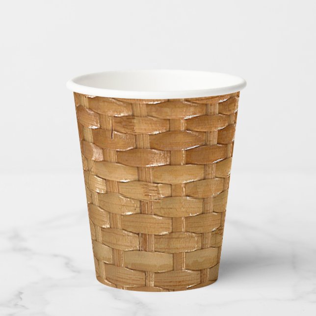 The Look of Lacquer Wicker Basketweave Texture  Paper Cups (Front)