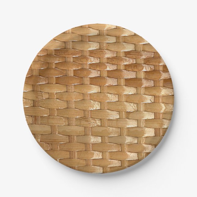 The Look of Lacquer Wicker Basketweave Texture Paper Plate (Front)