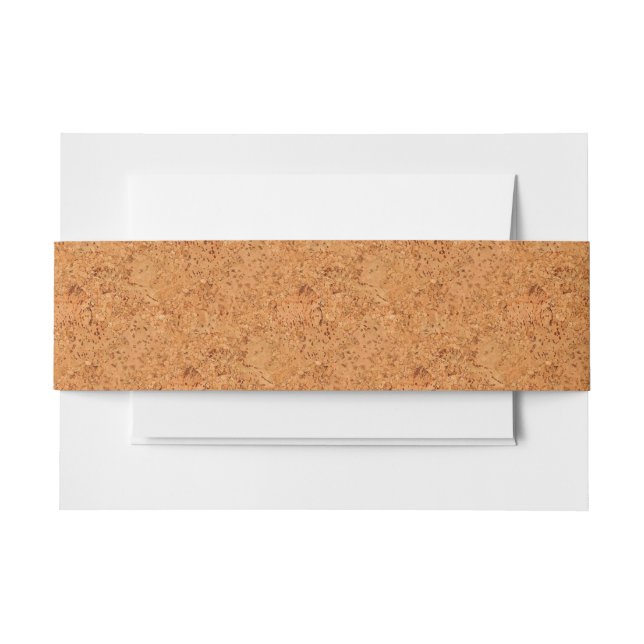 The Look of Macadamia Cork Burl Wood Grain Invitation Belly Band (Front Example)