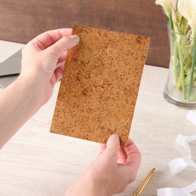 The Look of Macadamia Cork Burl Wood Grain  Vellum Invitations (Handheld)