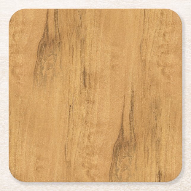 The Look of Maple Wood Grain Texture Square Paper Coaster (Front)