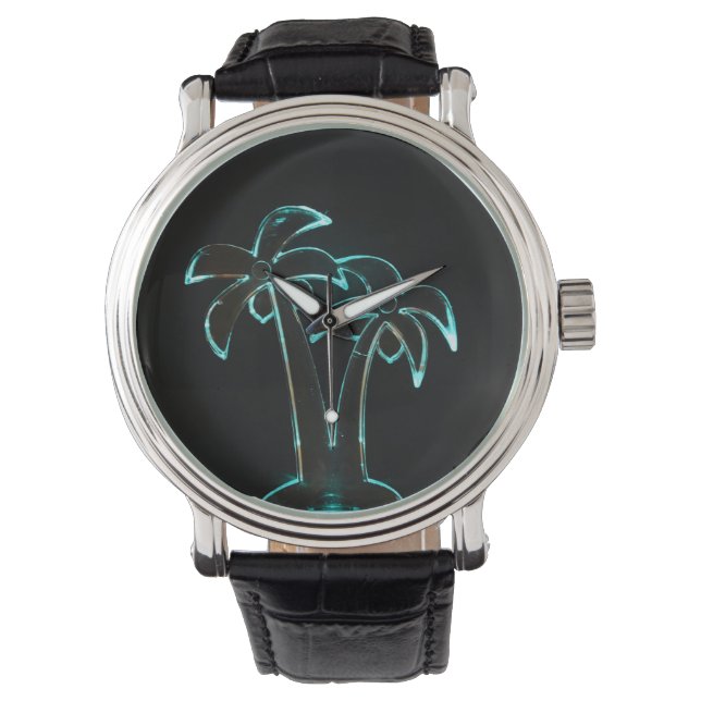 The Look of Neon Lit Up Tropical Palm Trees Watch (Front)