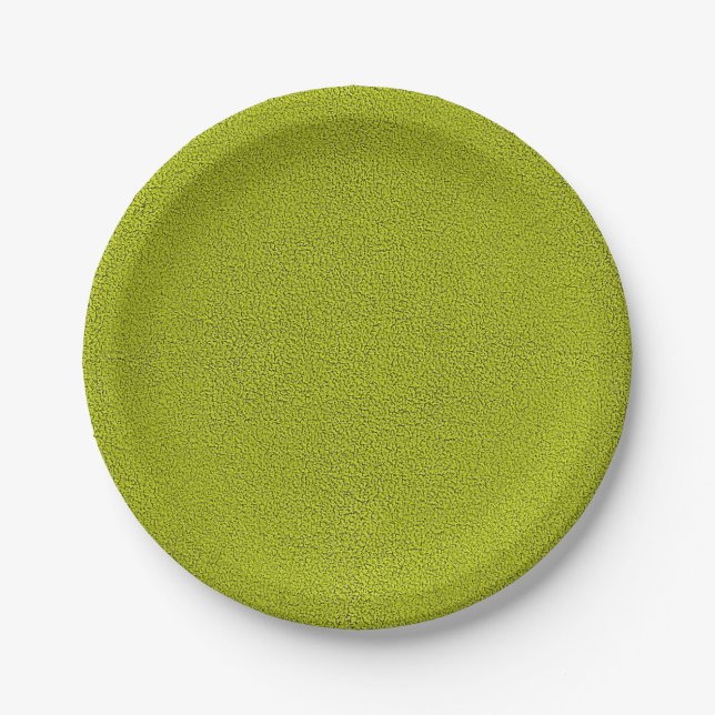 The look of Snuggly Chartreuse Green Suede Paper Plate (Front)