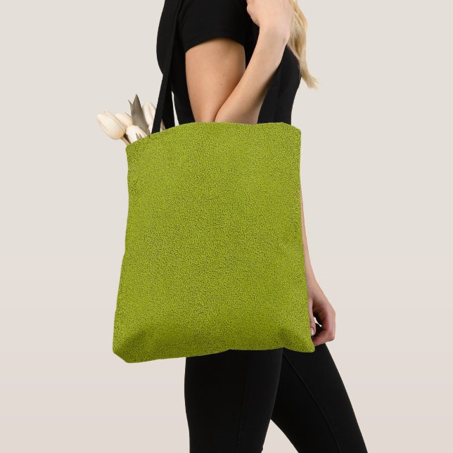The look of Snuggly Chartreuse Green Suede Tote Bag (Close Up)