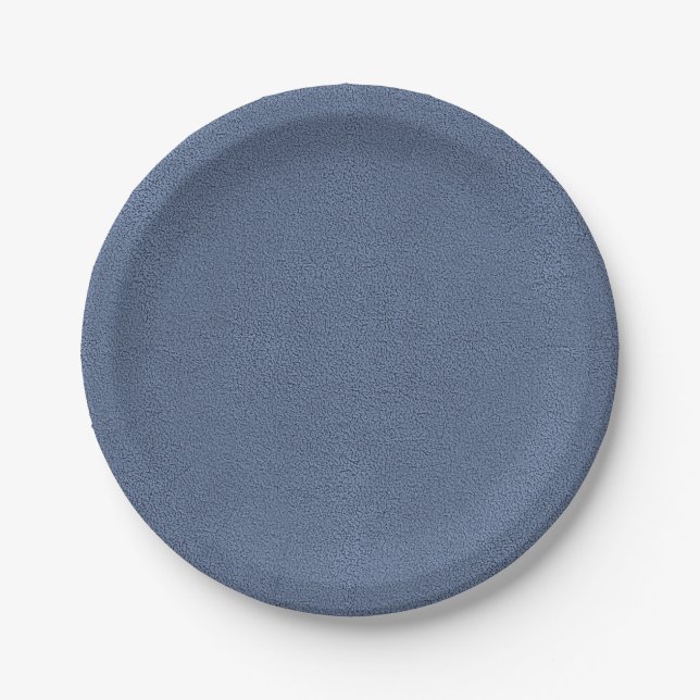 The look of Snuggly Slate Blue Suede Texture Paper Plate (Front)