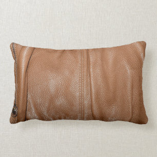 The Look of Soft Supple Brown Leather Grain Lumbar Cushion