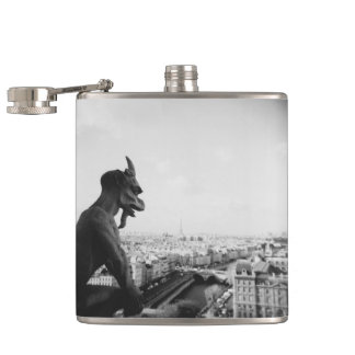The Lookout -- Gargoyles Of Notre Dame De Paris Hip Flask