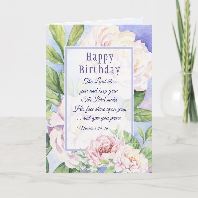 The Lord Bless You Bible Birthday Elegant Floral Card (Front)