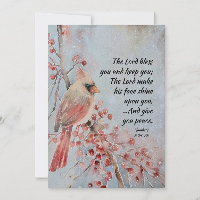 The Lord Bless You Inspirational Christmas Holiday Card (Front)