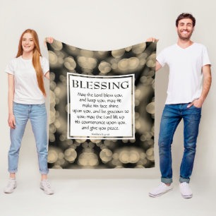 THE LORD BLESS YOU Numbers 6:24-26 BEIGE Fleece Blanket