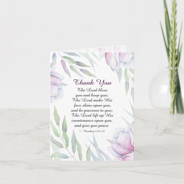 The Lord Bless You Numbers 6:24-26 Bible Verse Thank You Card (Front)