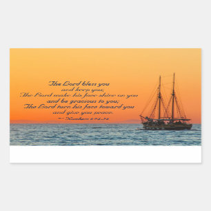 The Lord Bless You, Numbers 6:24-26, Ship at Sea Rectangular Sticker