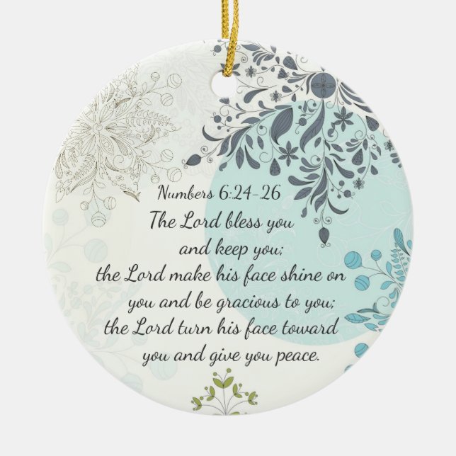 The Lord Bless You, Numbers 6:24, Bible Custom Ceramic Ornament (Front)