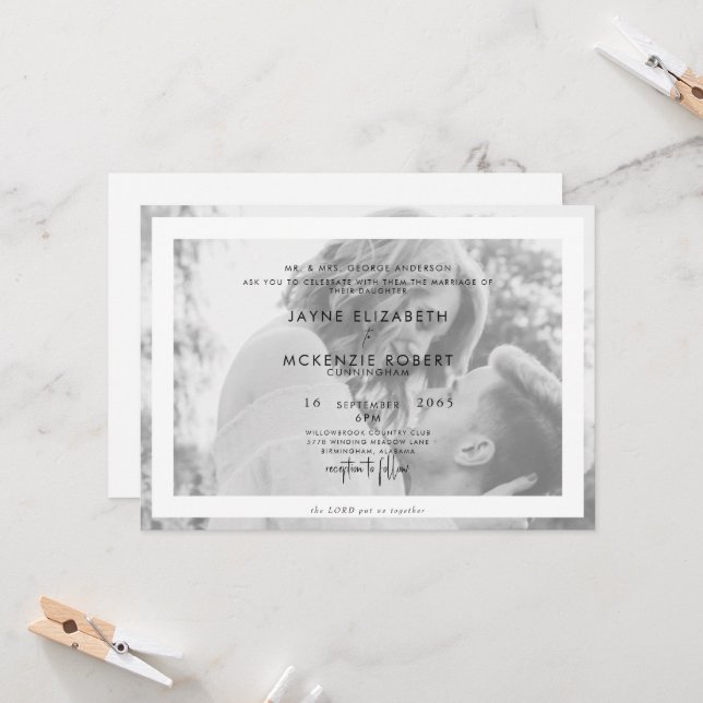 The Lord Brough Us Together Horizontal Photo  Invitation (Front/Back In Situ)