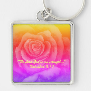 "The Lord God is my strength..." Bible truths Key Ring