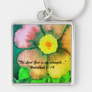 "The Lord God is my strength..." Bible truths Key Ring